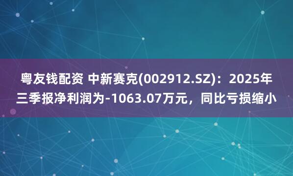 粤友钱配资 中新赛克(002912.SZ)：2025年三季报净利润为-1063.07万元，同比亏损缩小