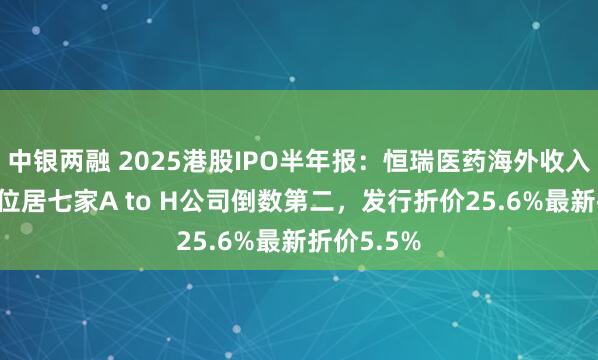 中银两融 2025港股IPO半年报：恒瑞医药海外收入占比11%位居七家A to H公司倒数第二，发行折价25.6%最新折价5.5%